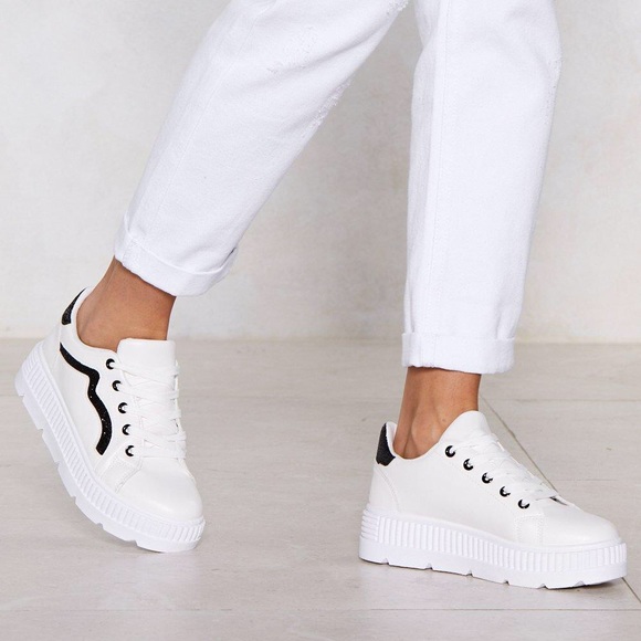 white platform sneakers nasty gal